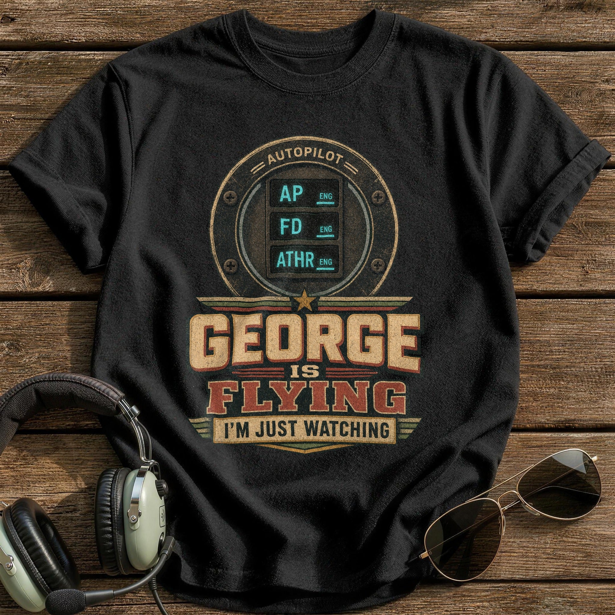 George is Flying T-Shirt - Black