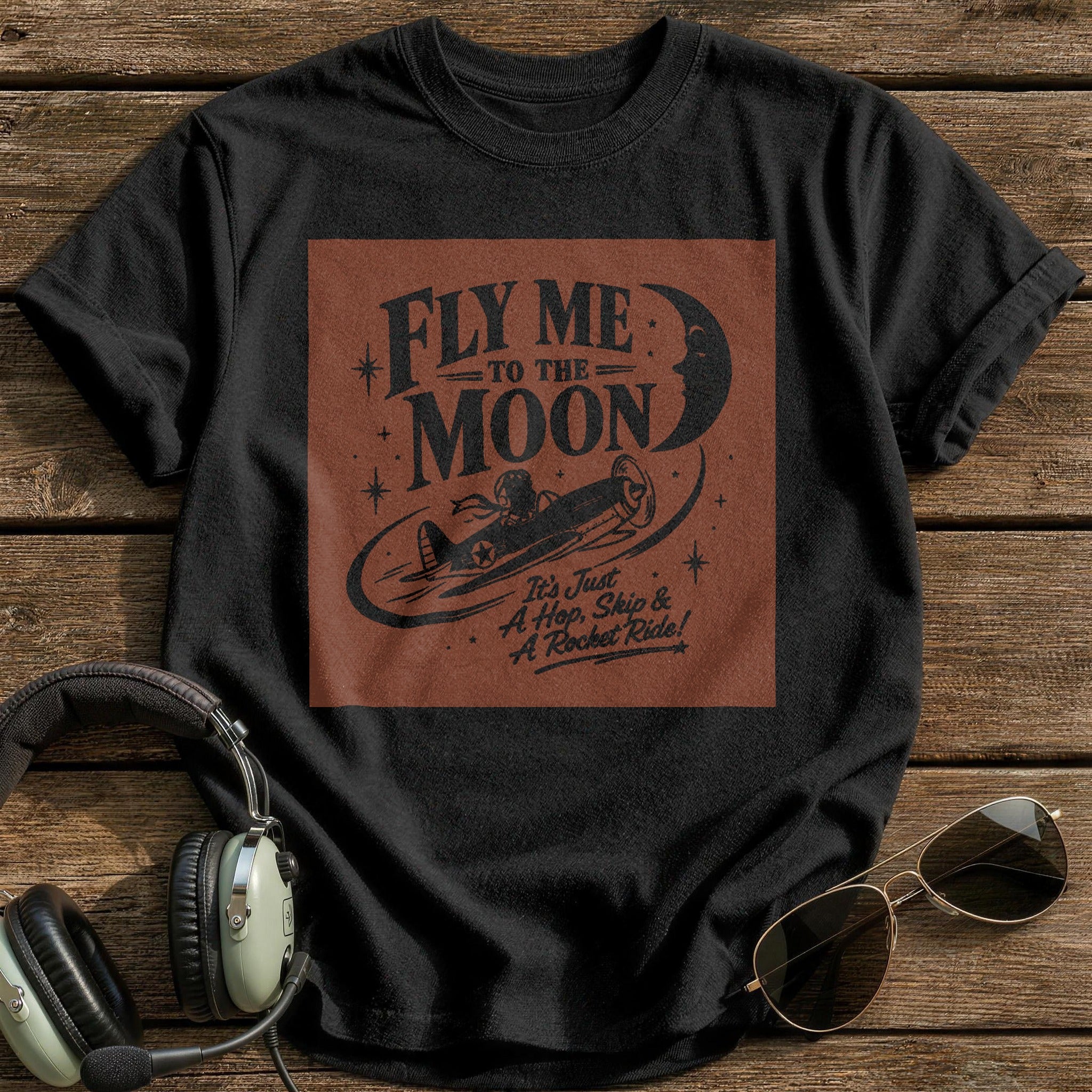 Fly Me to the Moon T-Shirt - Black