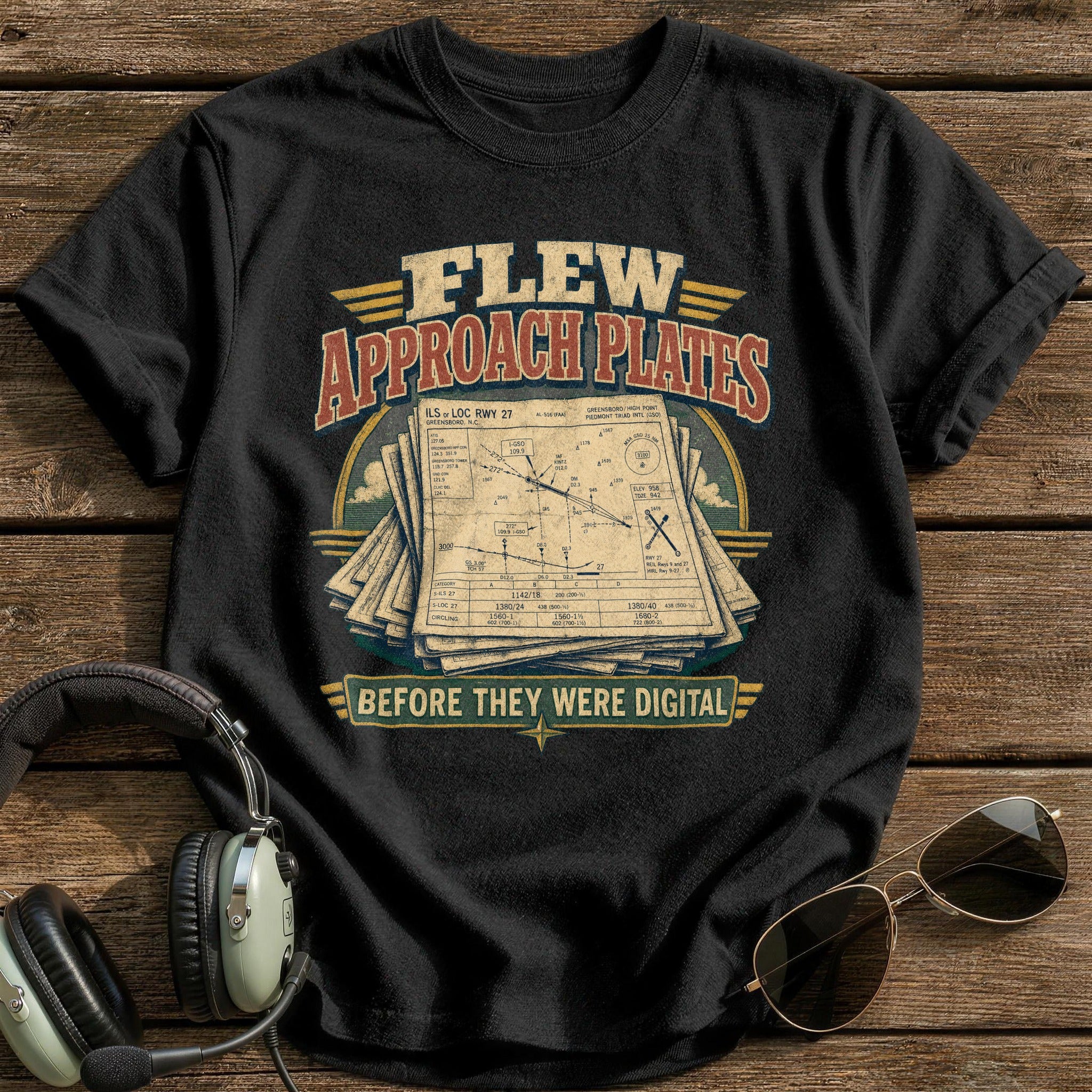 Flew Approach Plates T-Shirt - Black