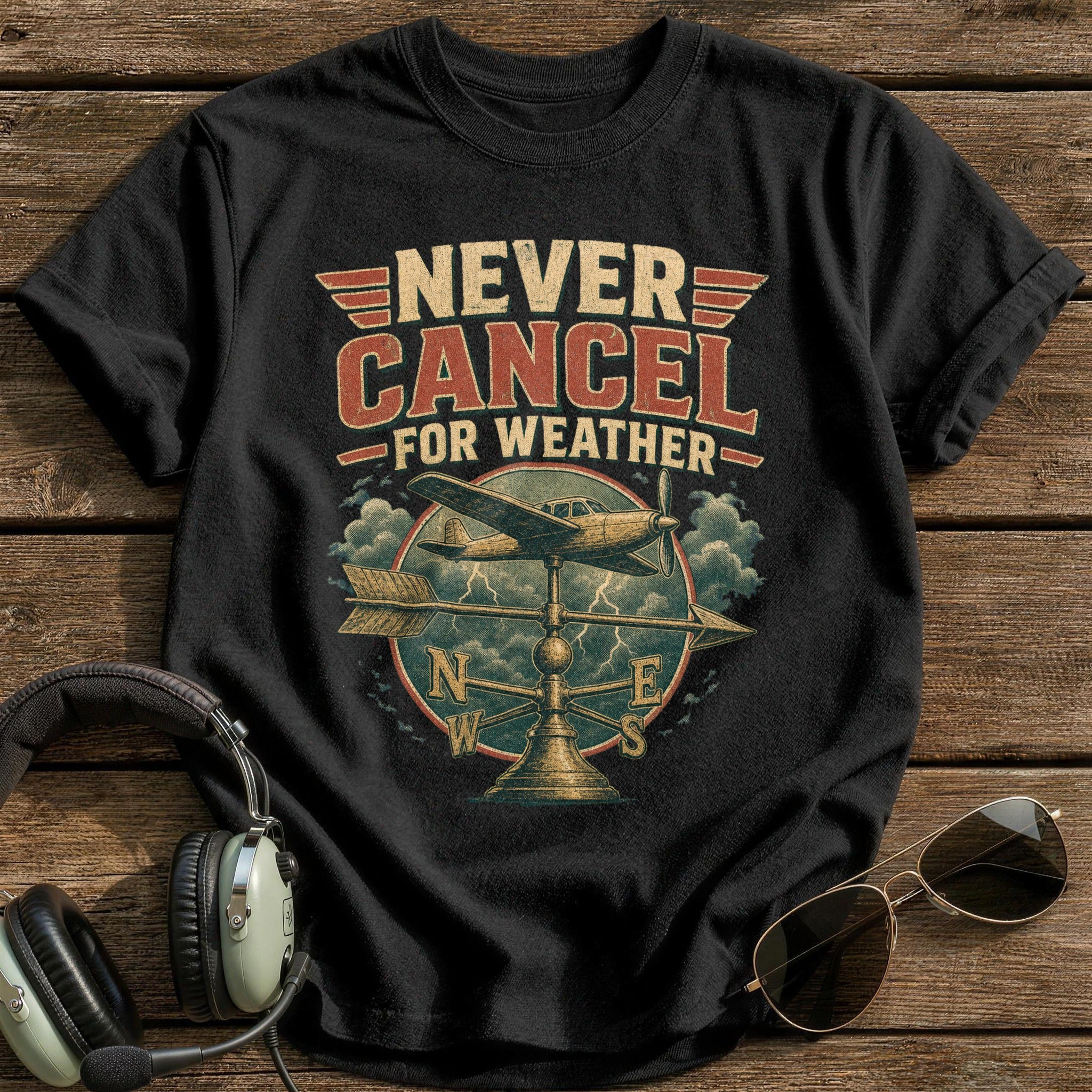 Never Cancel for Weather T-Shirt - Black