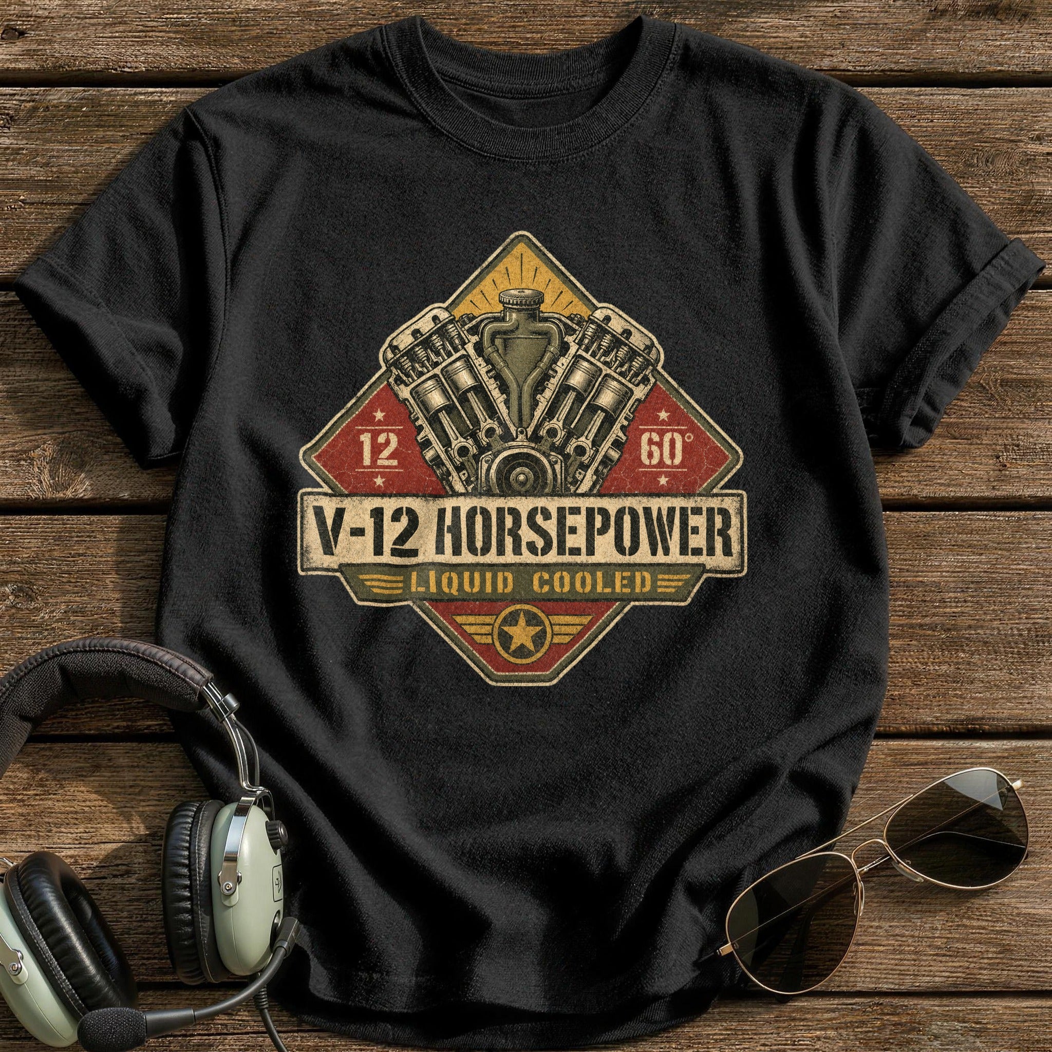 V-12 Horsepower T-Shirt - Black