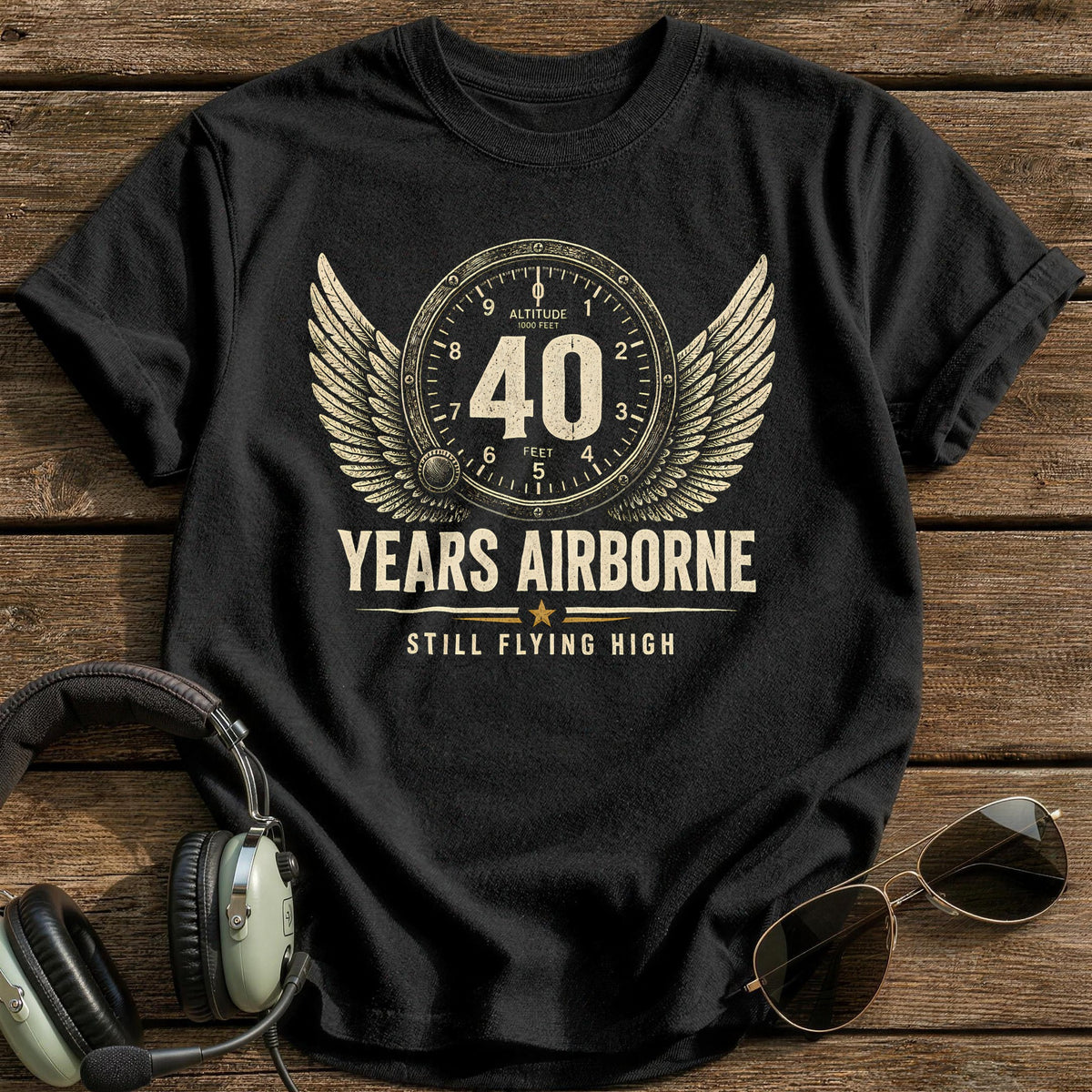 40 Still Flying T-Shirt - Black