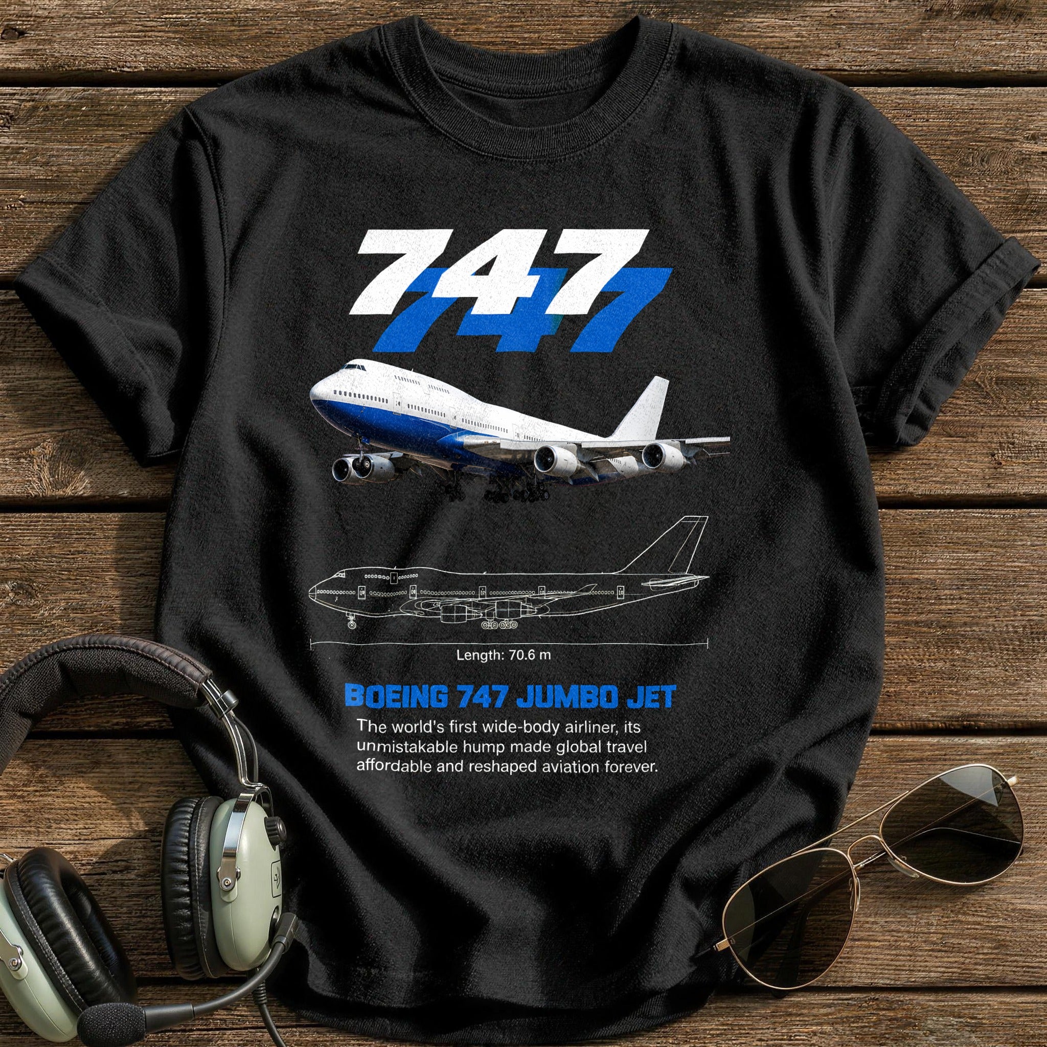 747 80 T-Shirt - Black