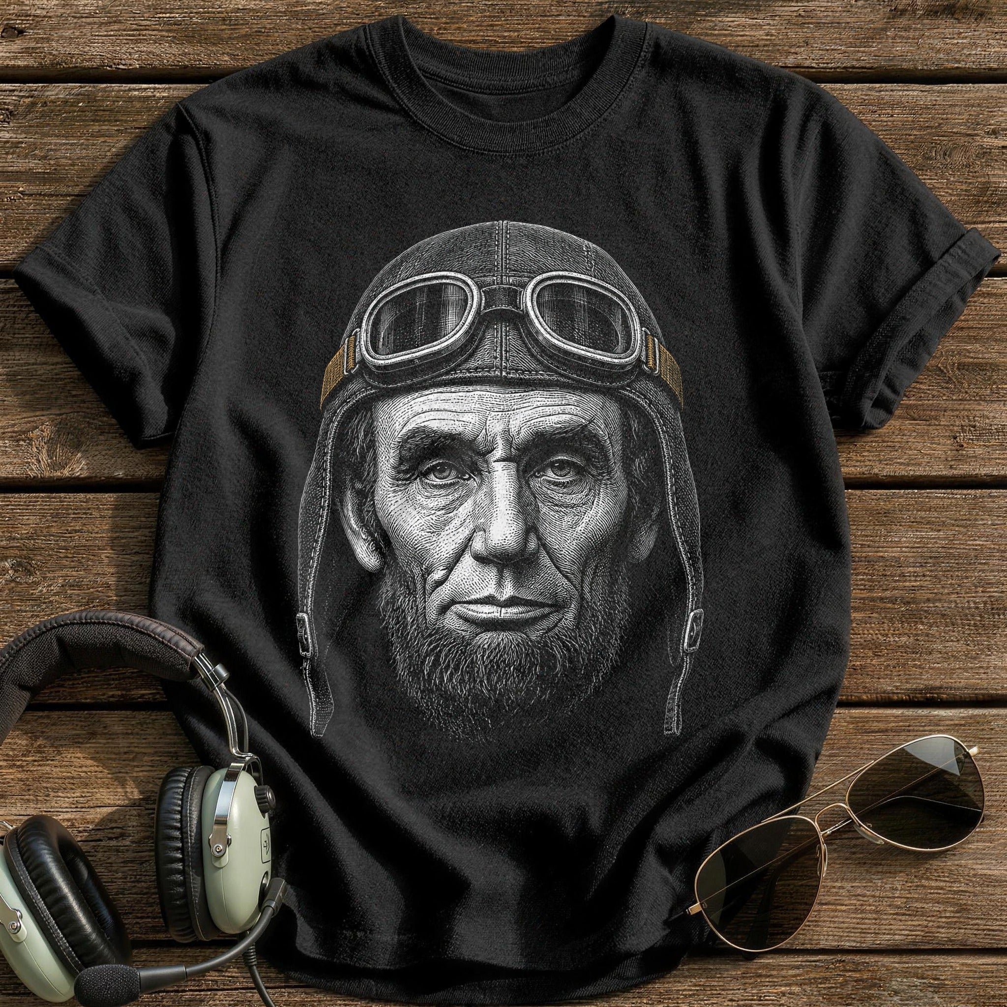 Abraham Lincoln Aviator (Muted Amber) T-Shirt - Black