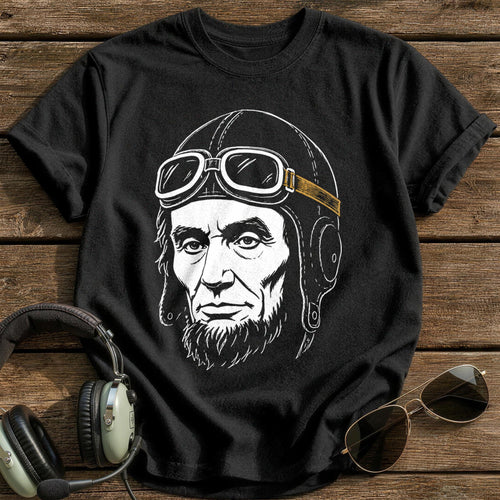 Abraham Lincoln Aviator (Muted Amber) T-Shirt - Black