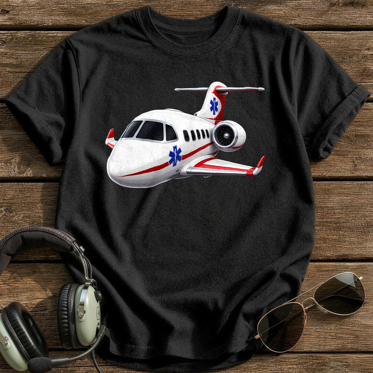 Air Ambulance Plane 70 T-Shirt - Black