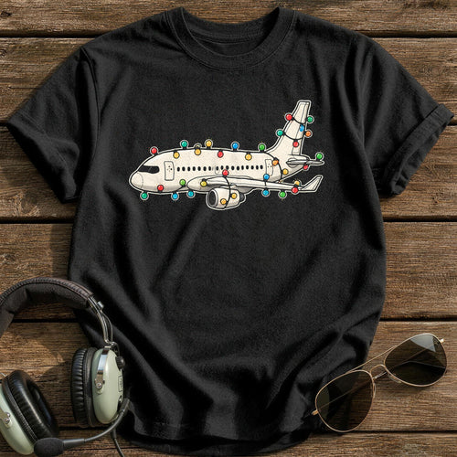 Airliner Christmas Lights 44 T-Shirt - Black