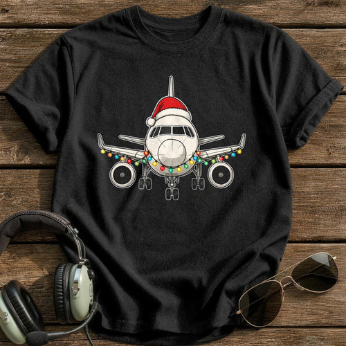 Airliner Christmas Lights 59 T-Shirt - Black