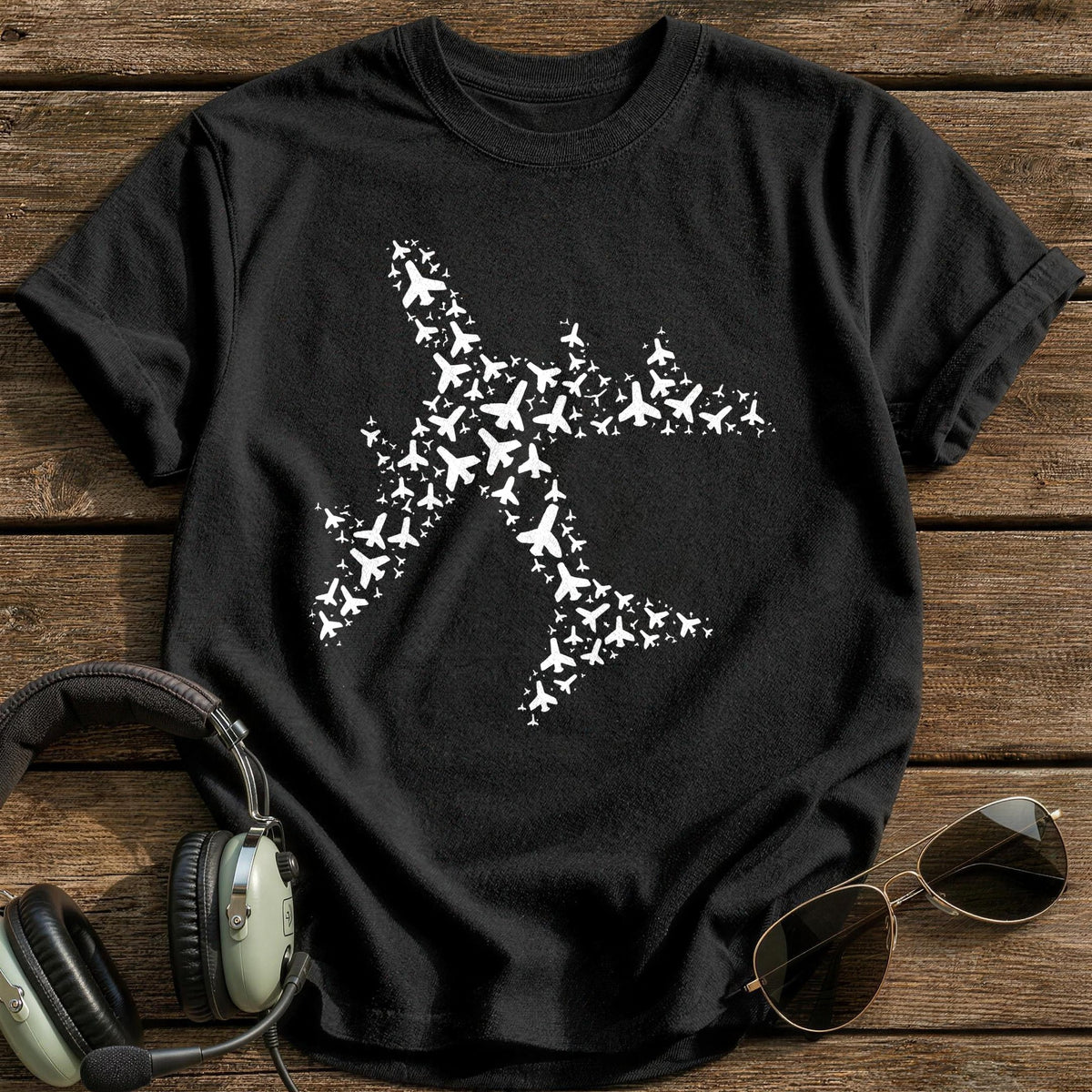 Airplane Made Of Planes T-Shirt - Black