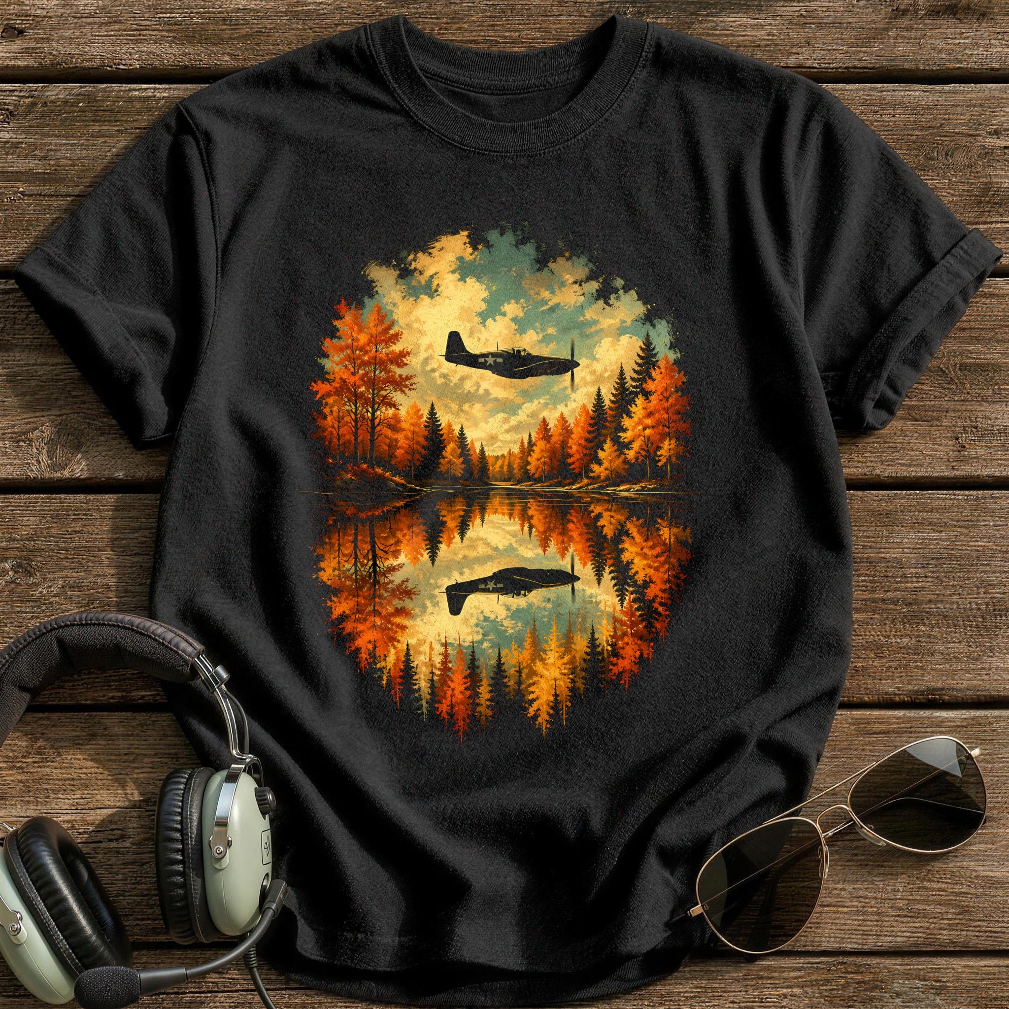 Autumn Lake Reflection 13 - Black