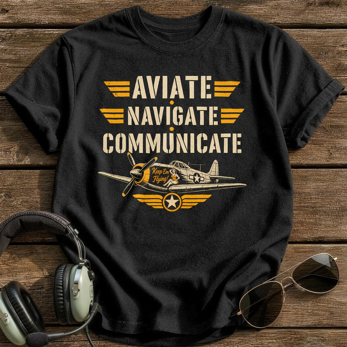 Aviate Navigate Communicate Kids T-Shirt - Black