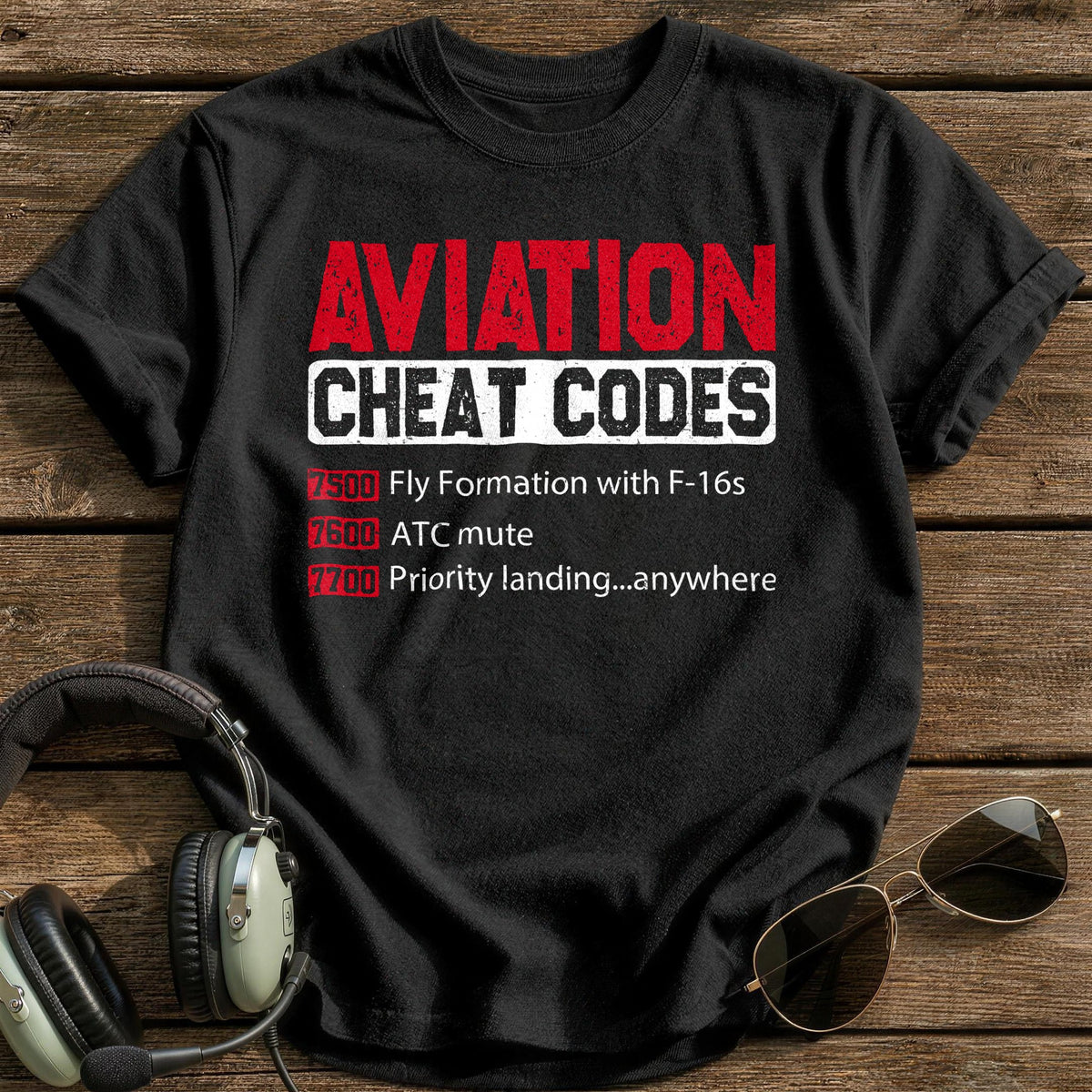 Aviation Cheat Codes T-Shirt - Black