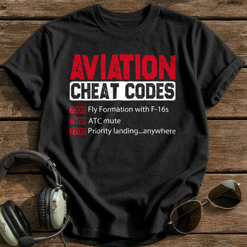 Aviation Cheat Codes T-Shirt - Black