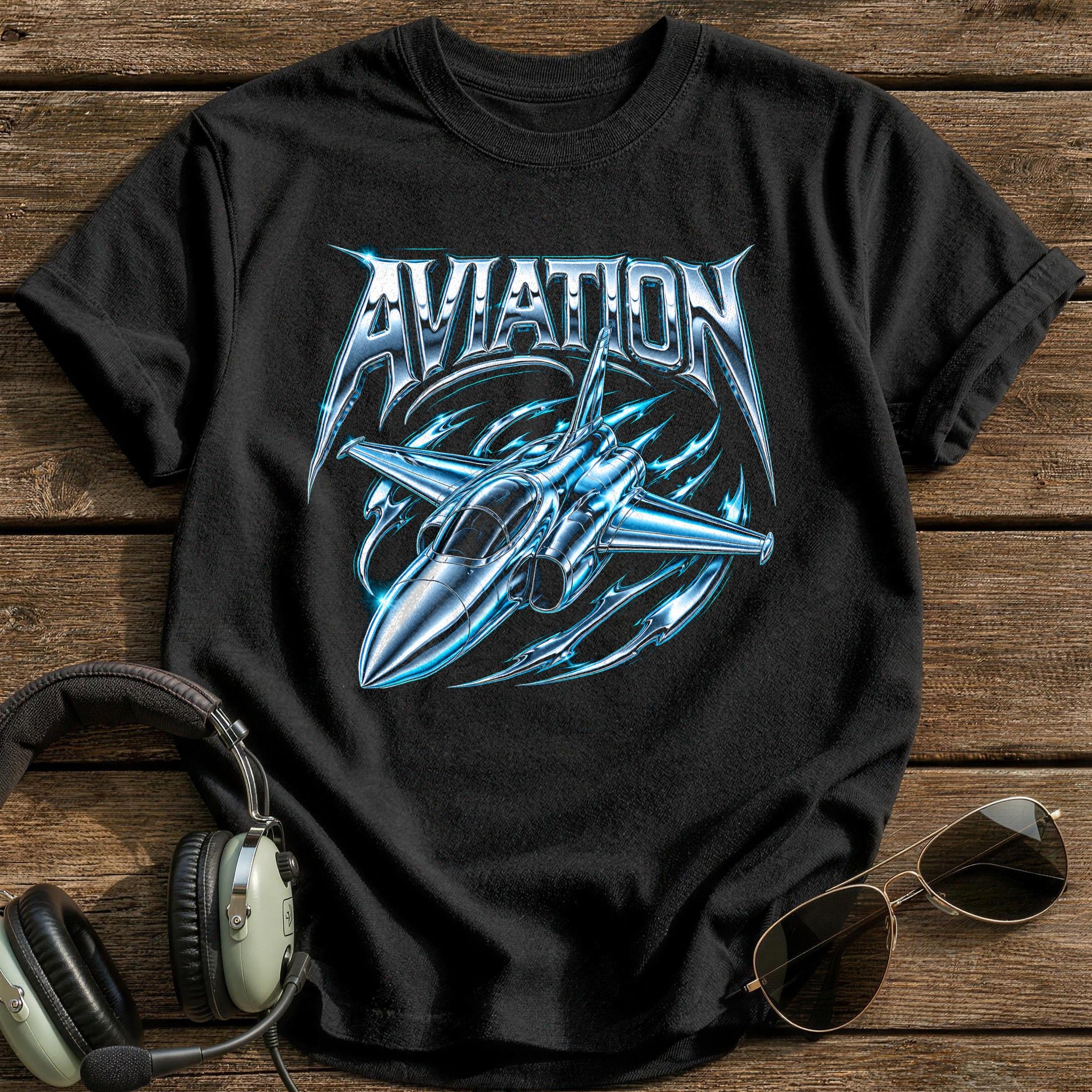 Aviation Chrome Y2K 73 T-Shirt - Black