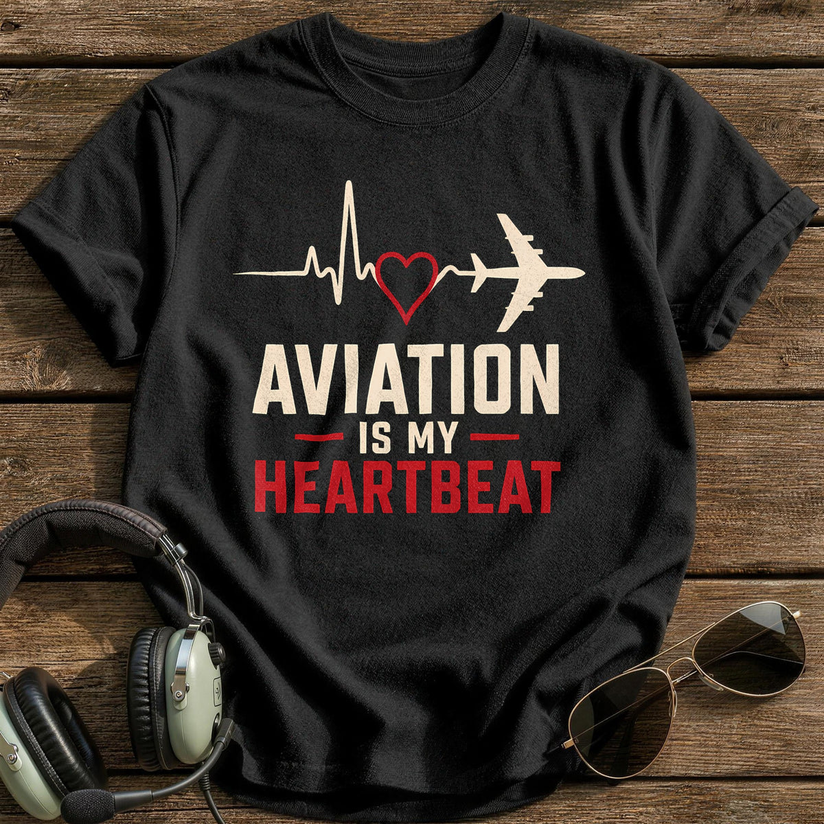 Aviation Heartbeat 81 T-Shirt - Black