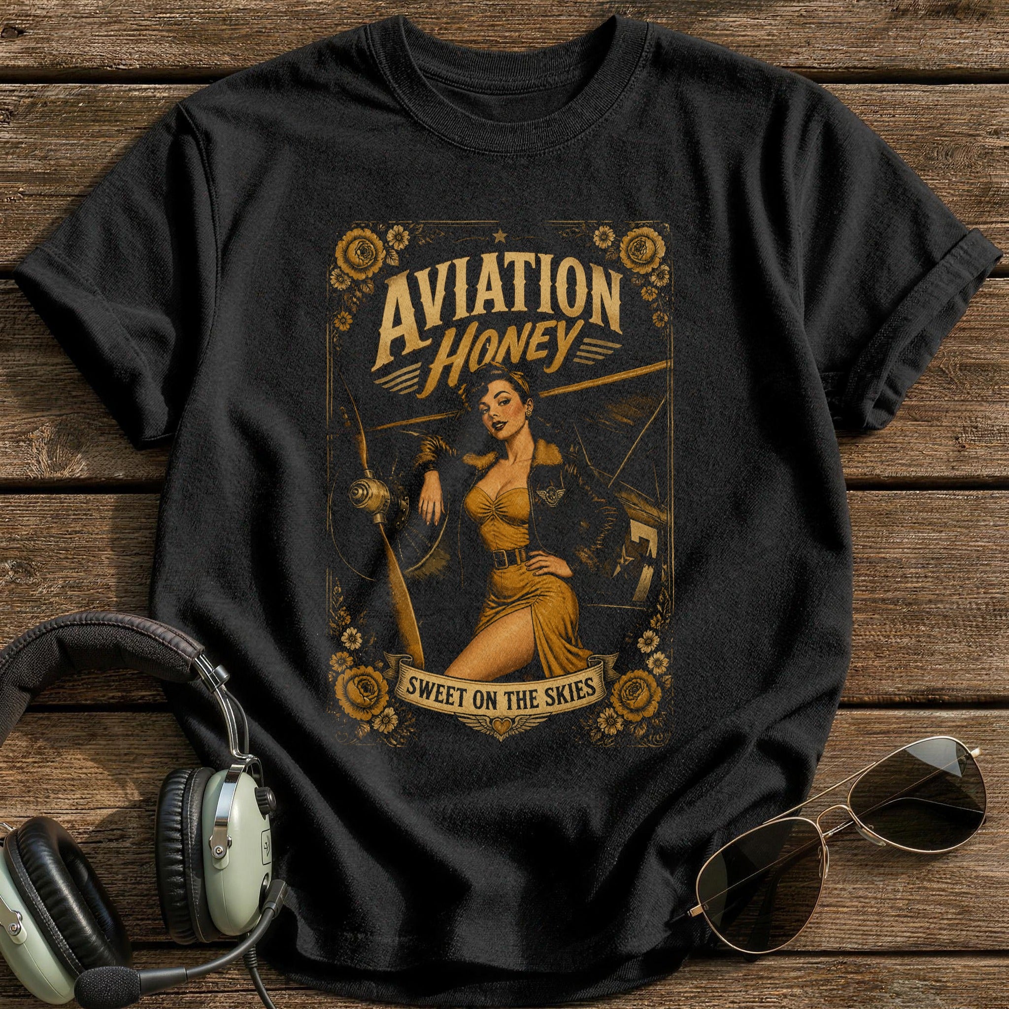 Aviation Honey T-Shirt - Black