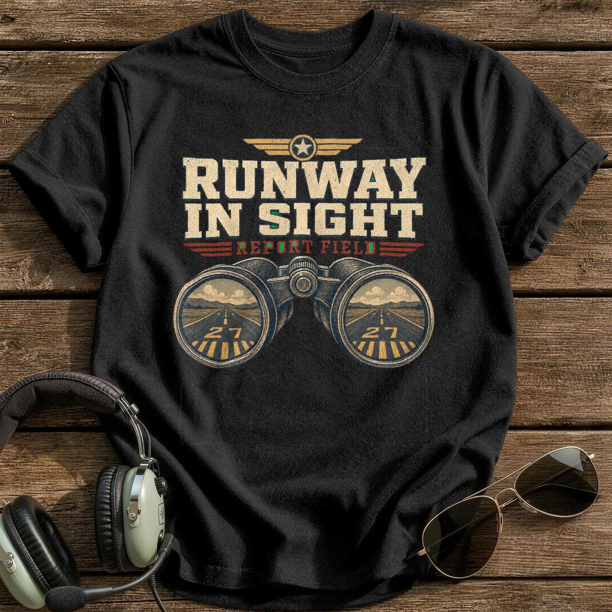 Binoculars On Final T-Shirt - Black