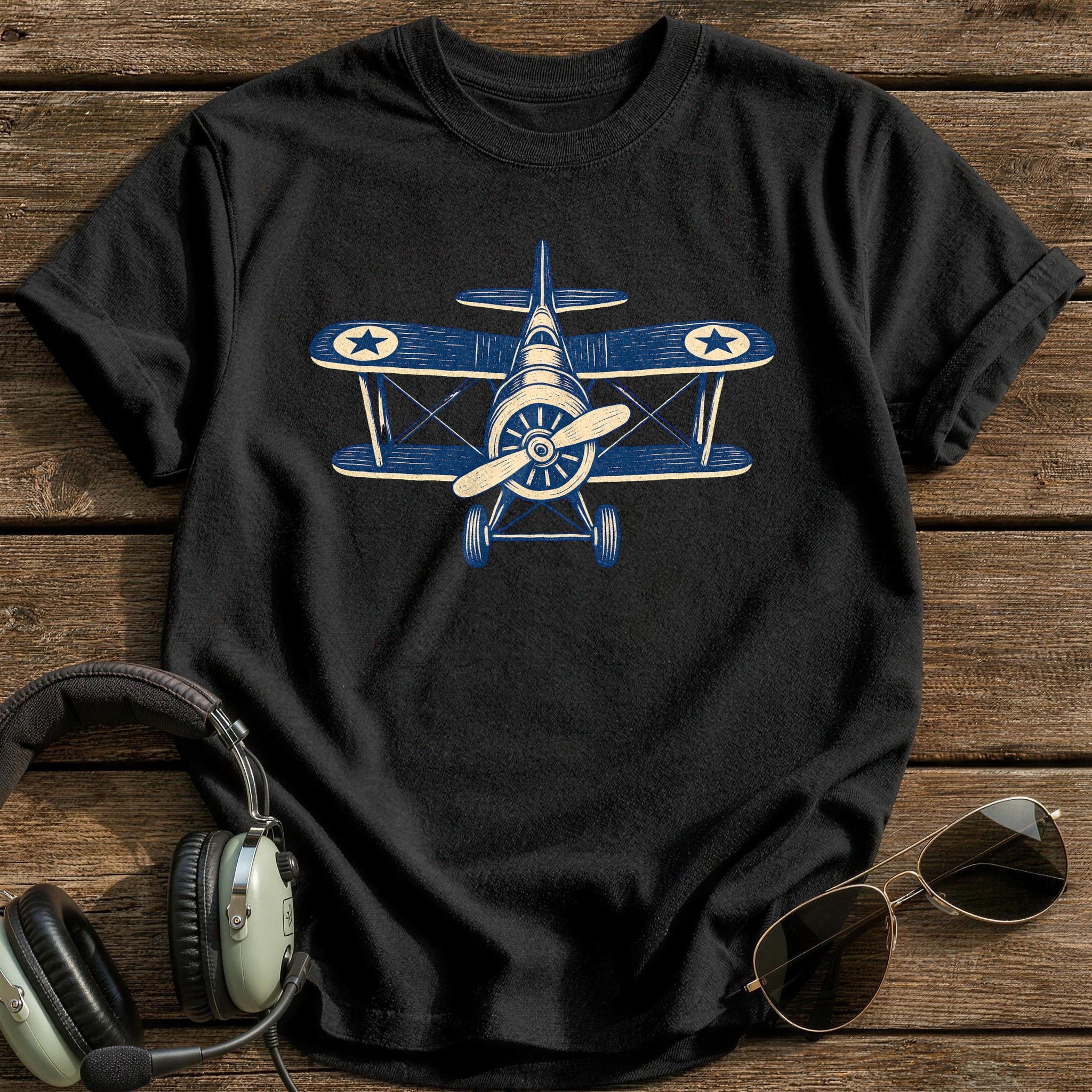 Biplane Blues T-Shirt - Black