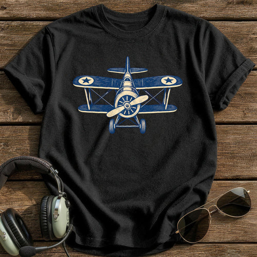 Biplane Blues T-Shirt - Black