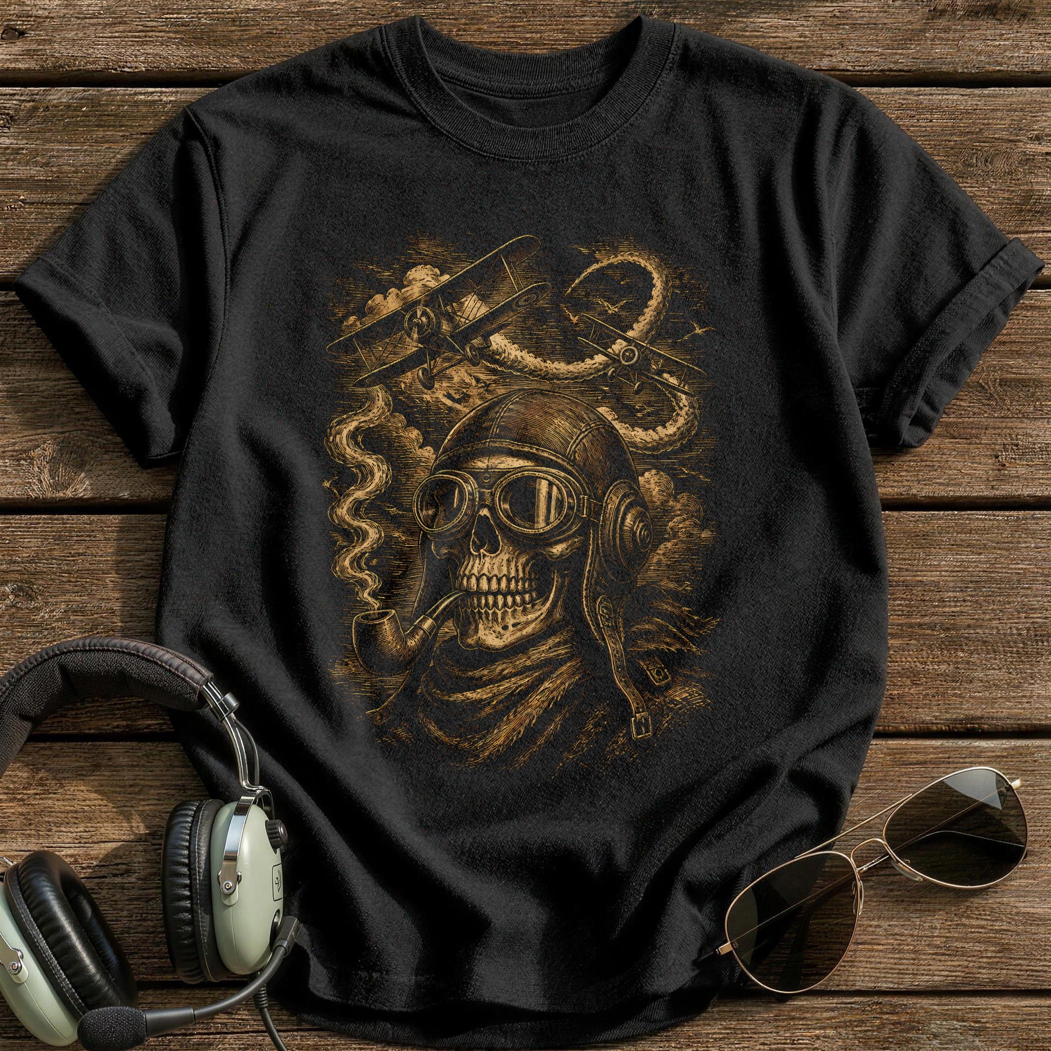 Biplane Dogfight 93 T-Shirt - Black