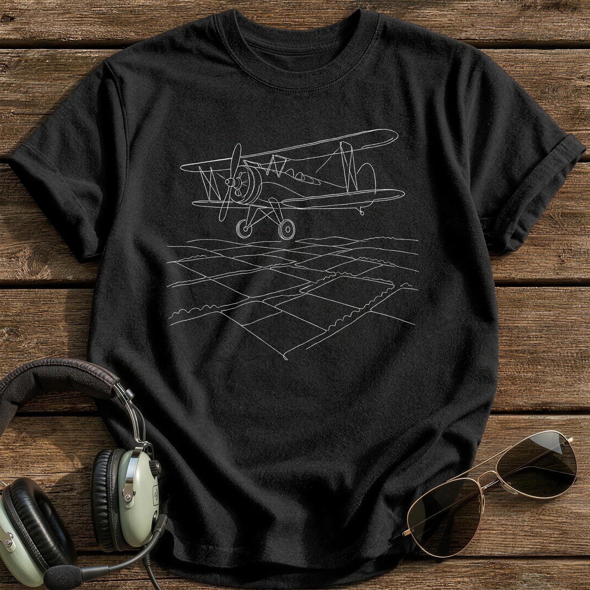 Biplane Farmland 88 T-Shirt - Black