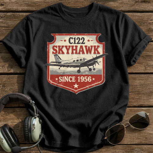 C122 Skyhawk Since 1956 T-Shirt - Black