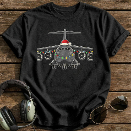 Cargo Plane Christmas Lights 19 T-Shirt - Black