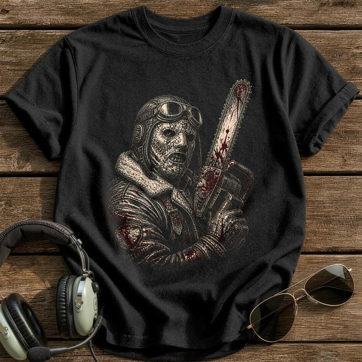 Chainsaw Etched 63 T-Shirt - Black