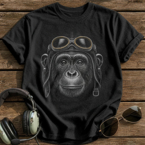 Chimp Aviator (Warm Amber) T-Shirt - Black