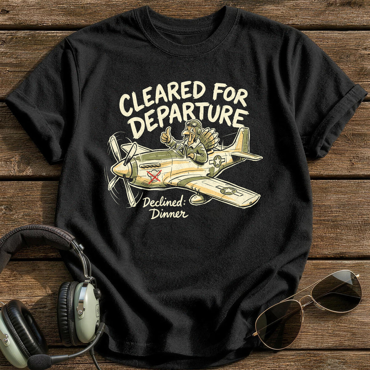 Cleared For Departure Declined Dinner 2 T-Shirt - Black