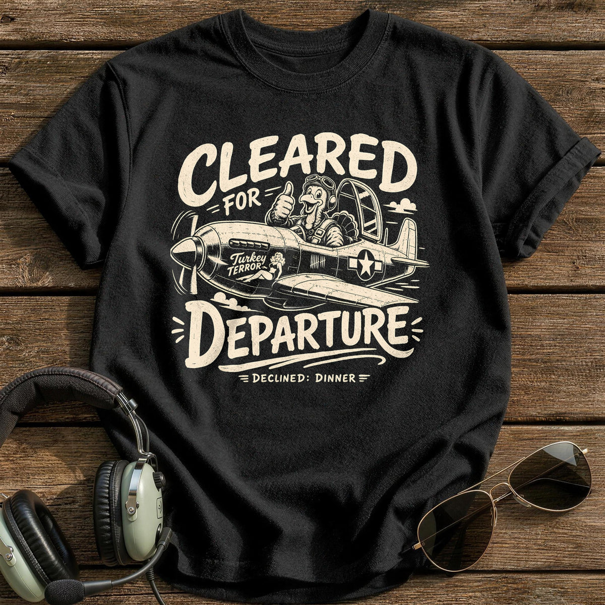 Cleared For Departure Declined Dinner 3 T-Shirt - Black