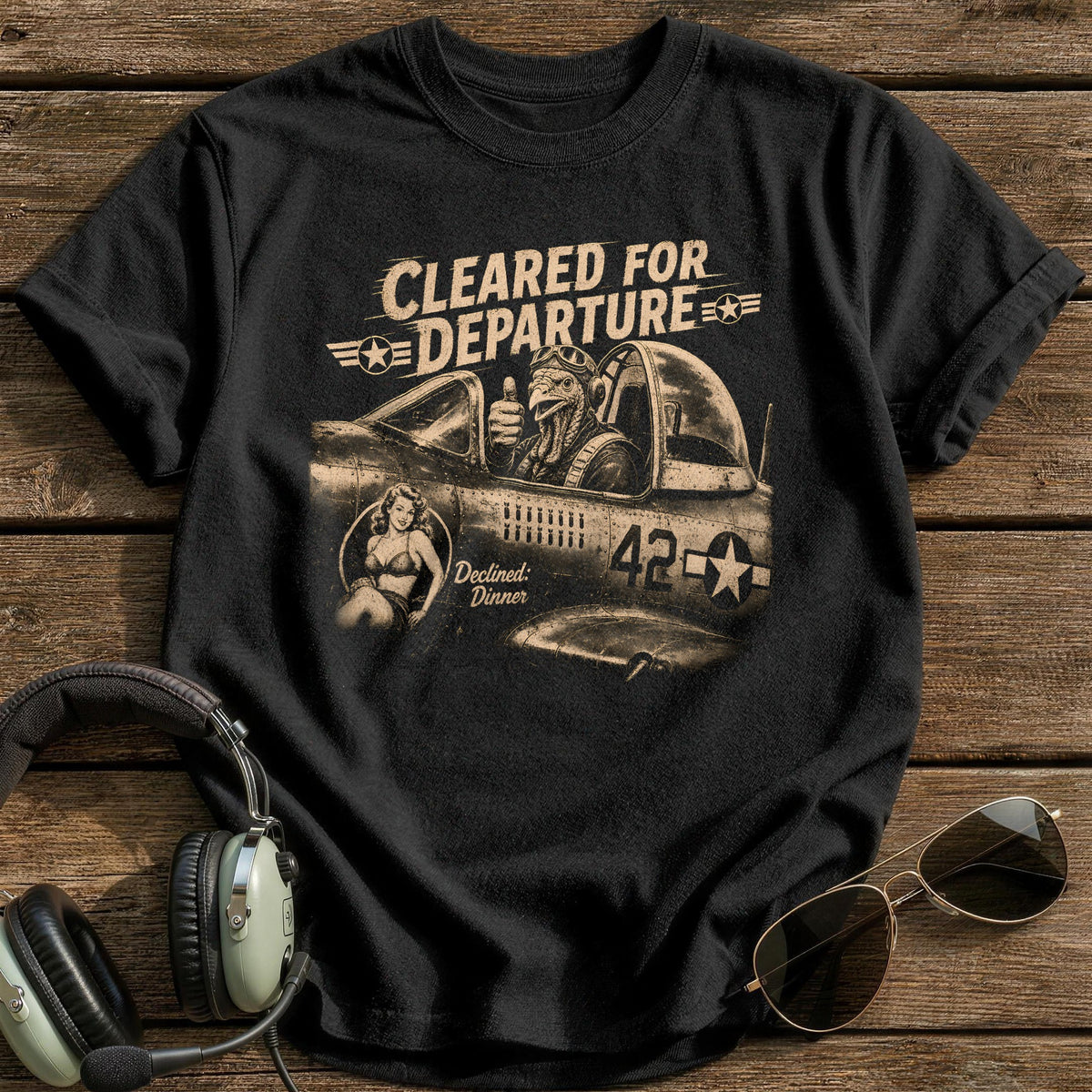 Cleared For Departure Declined Dinner 7 T-Shirt - Black