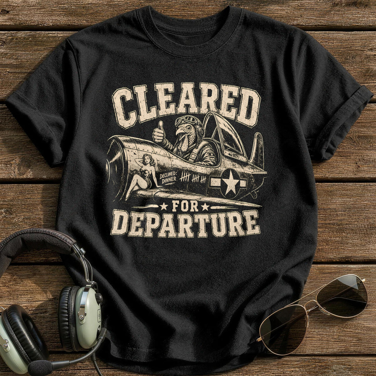 Cleared For Departure Declined Dinner 8 T-Shirt - Black