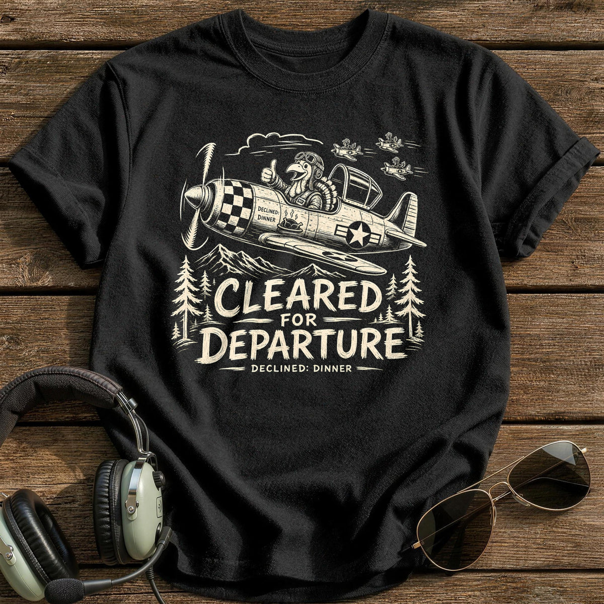 Cleared For Departure Declined Dinner 9 T-Shirt - Black