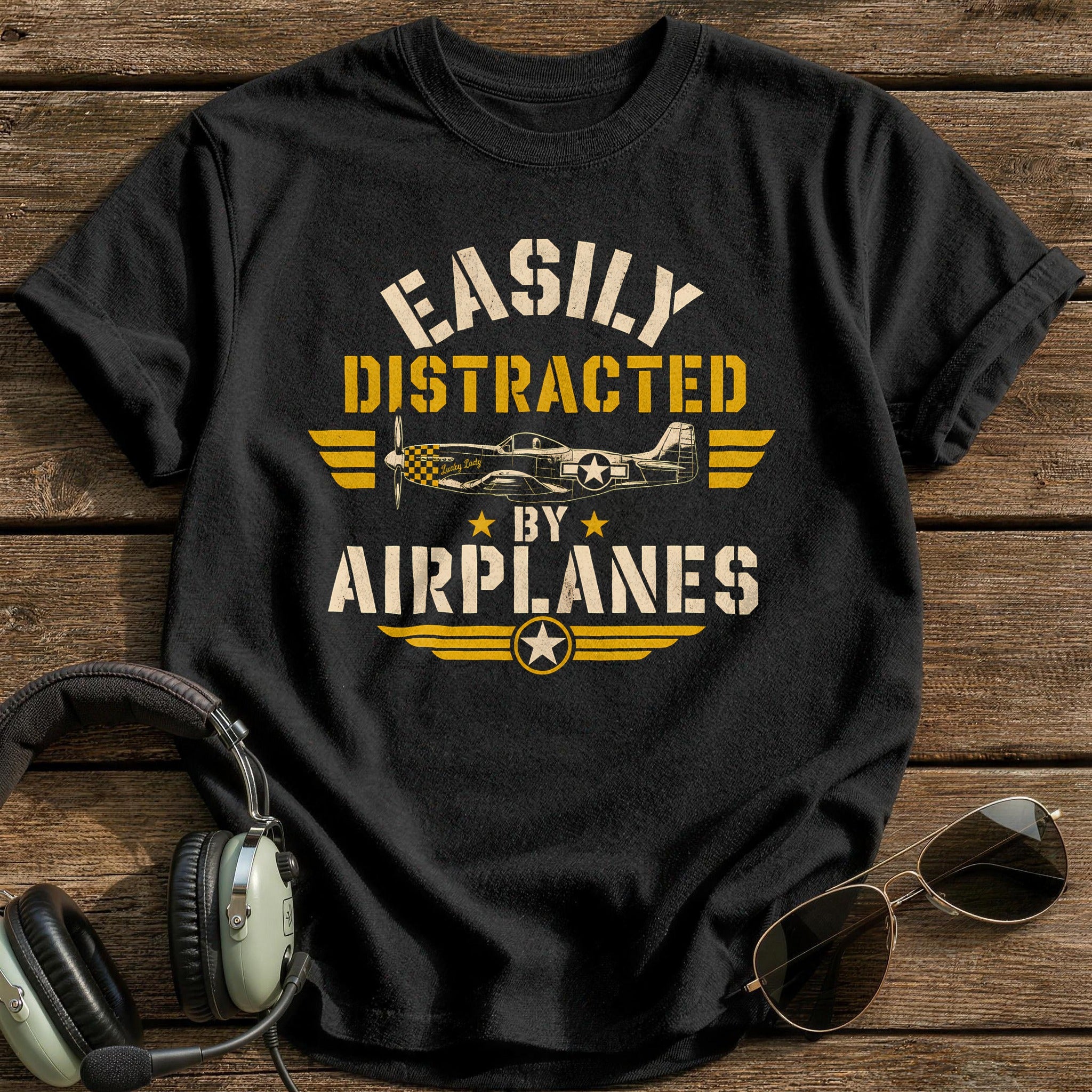 Easily Distracted By Airplanes - Black