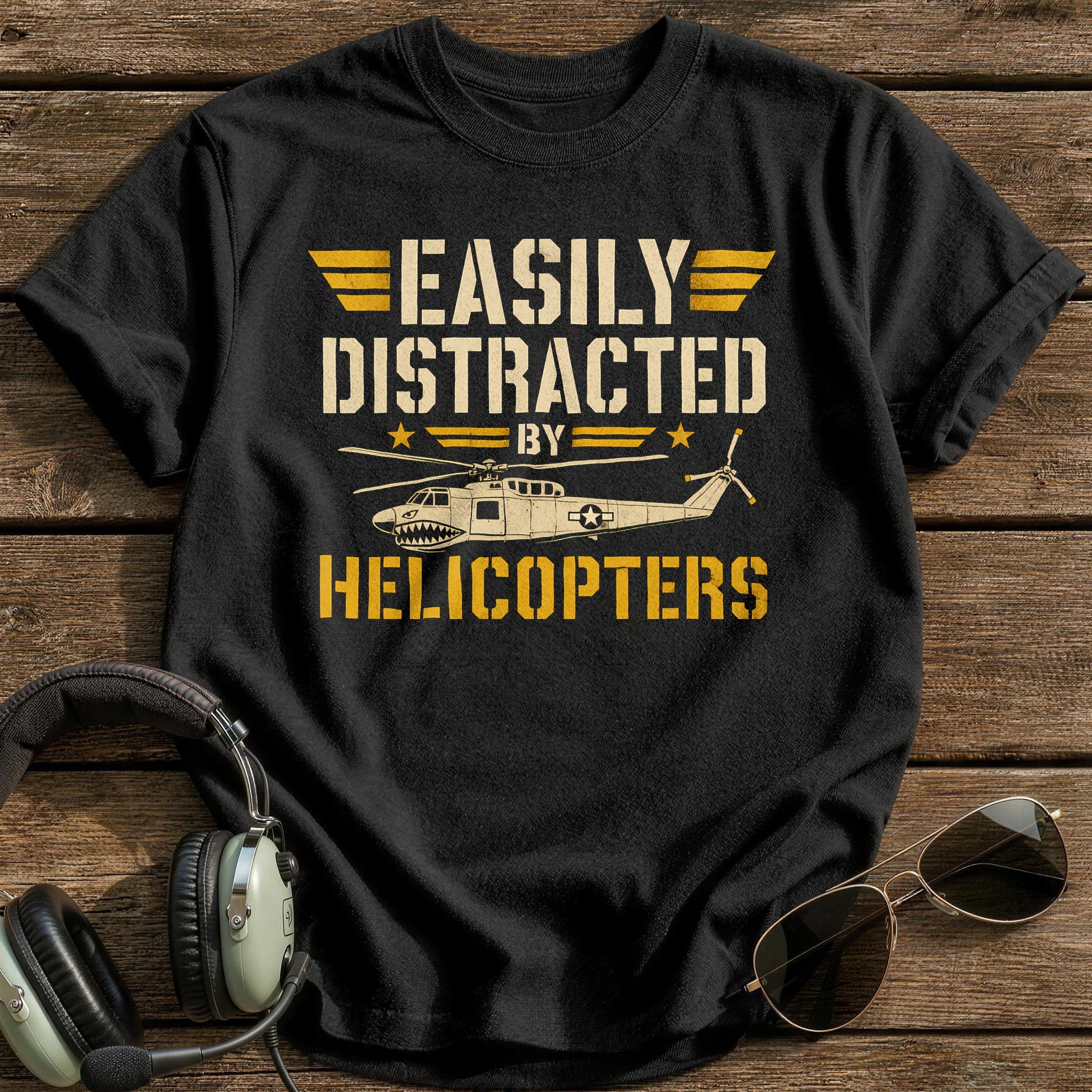 Easily Distracted By Helicopters - Black