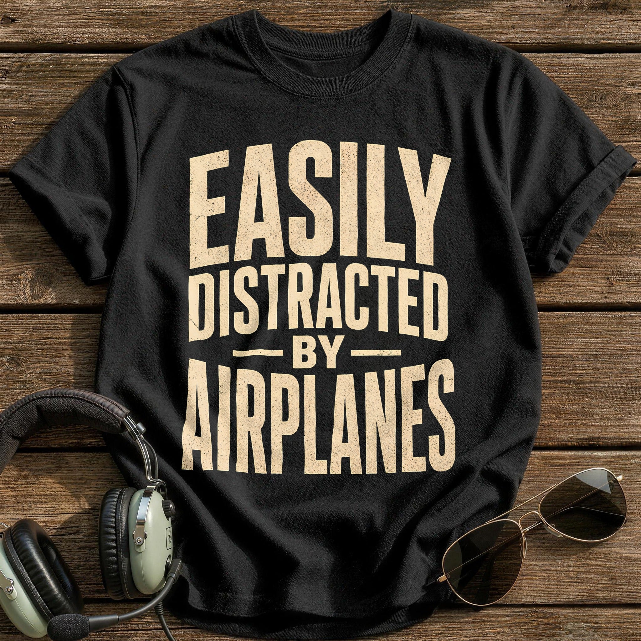 Easily Sidetracked By Planes - Black