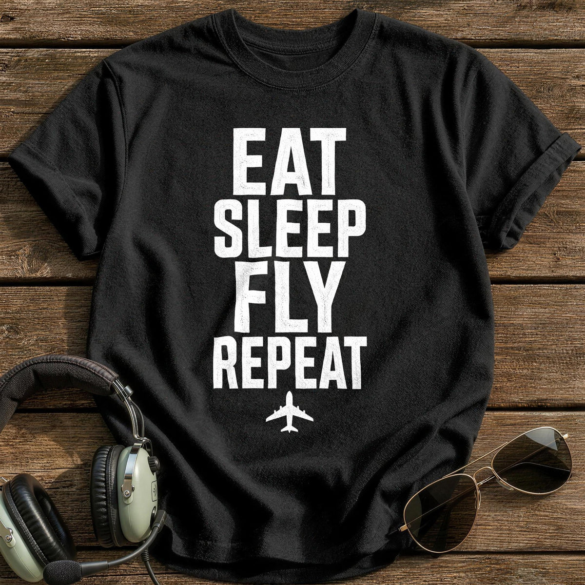 Eat Sleep Fly 37 T-Shirt - Black