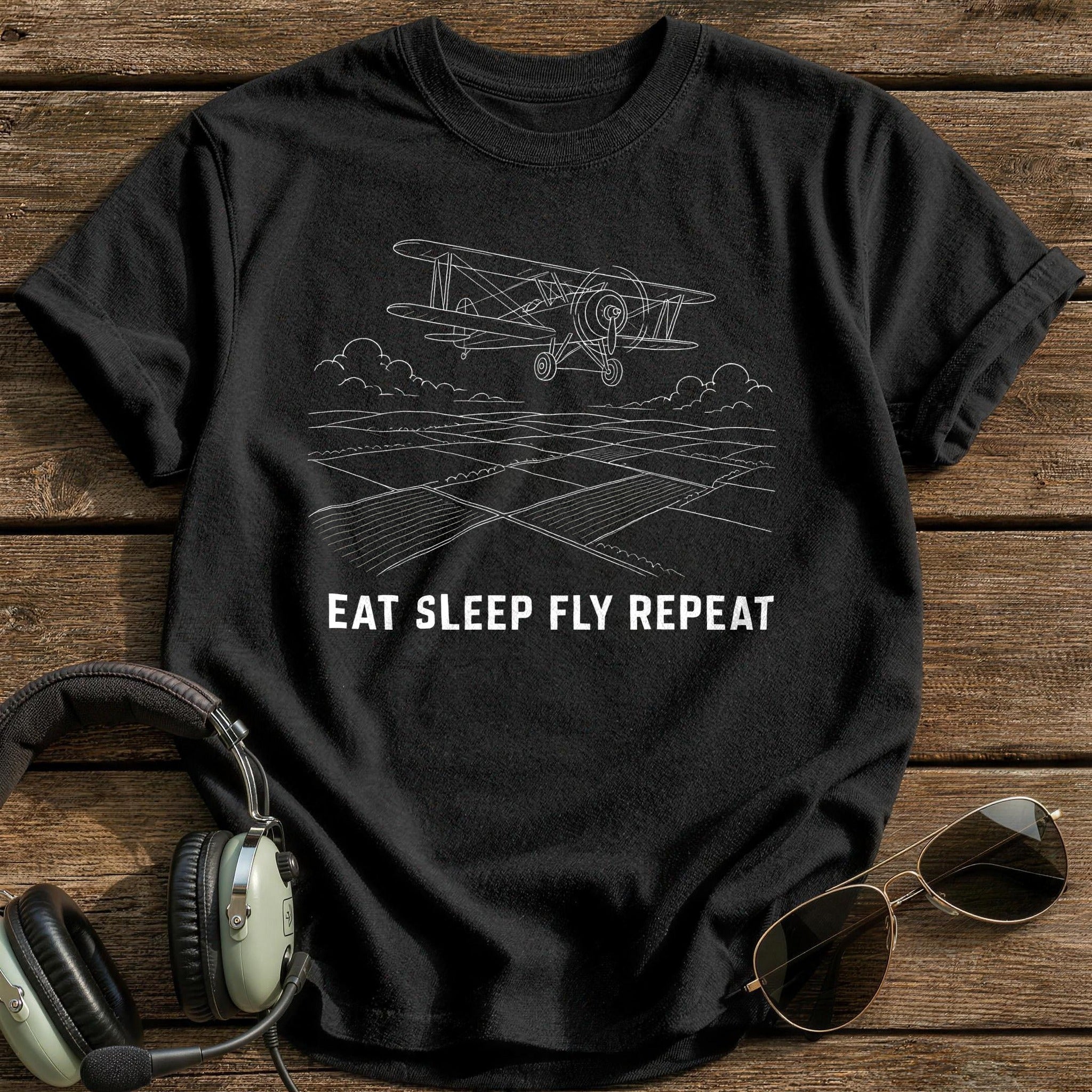 Eat Sleep Fly Repeat 36 T-Shirt - Black