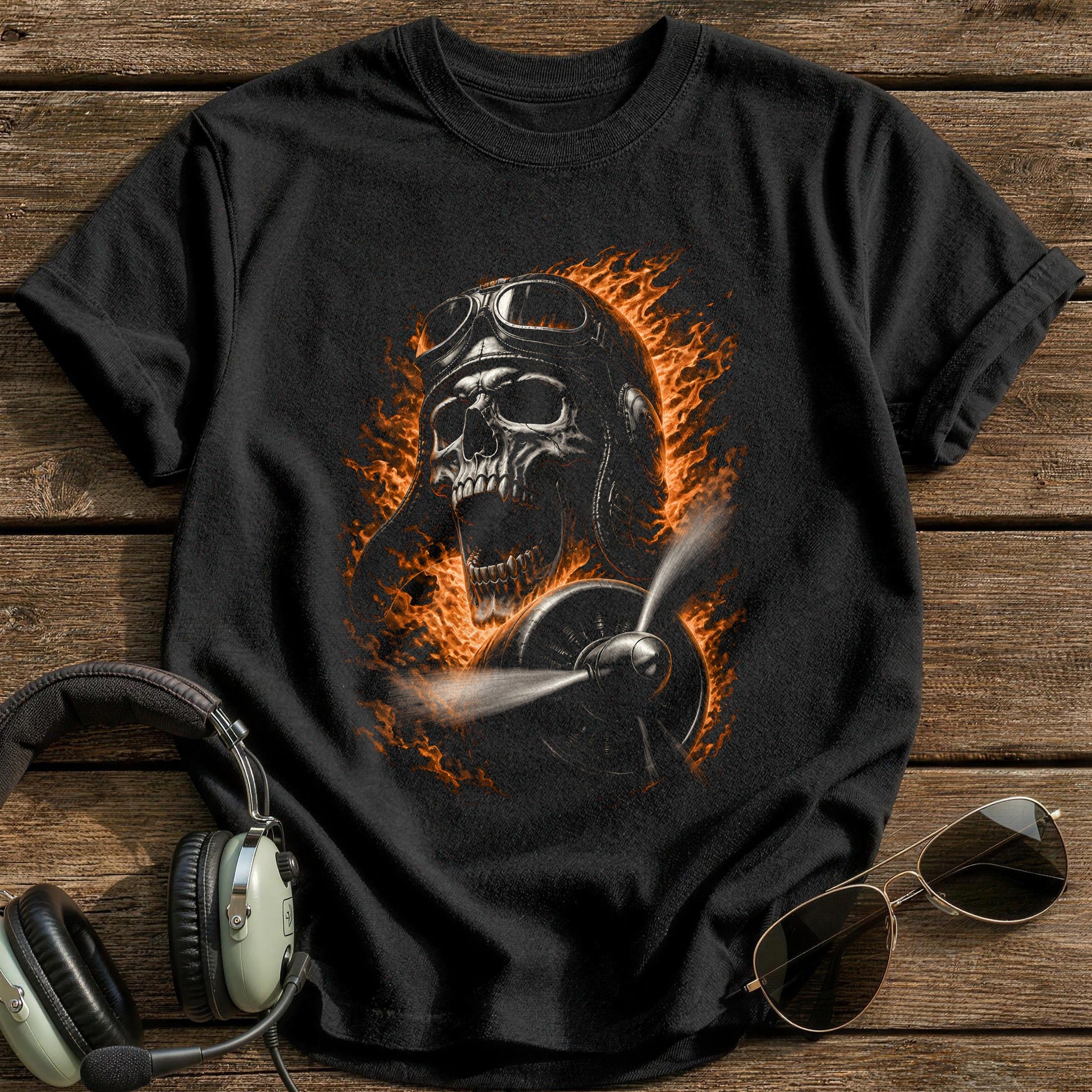 Flaming Skull Flighthelmet 53 - Black