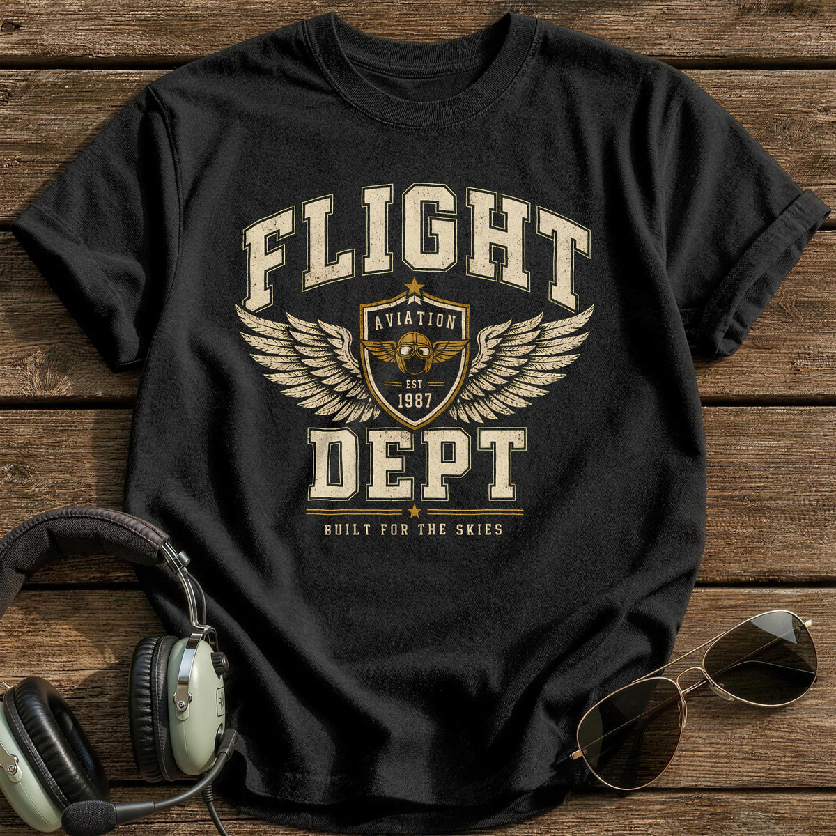 Flight Dept Varsity 12 T-Shirt - Black