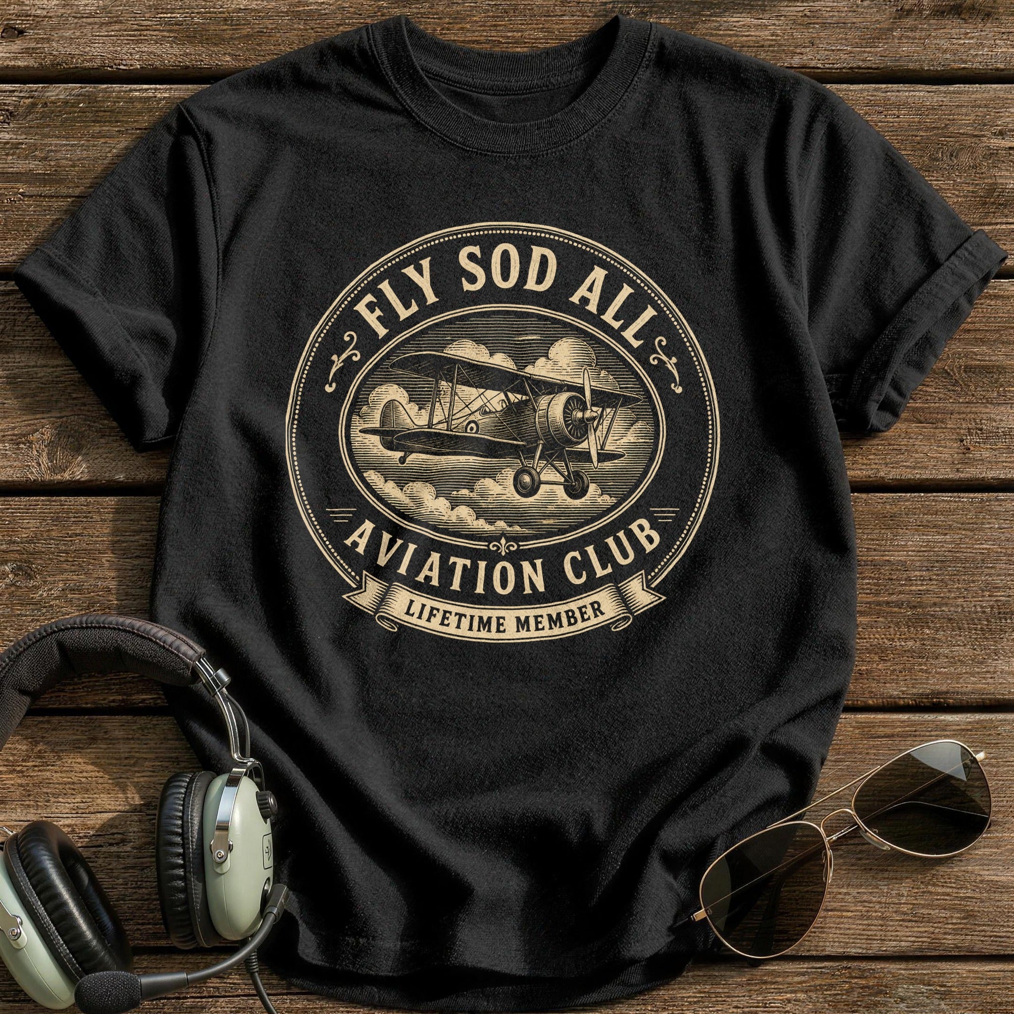 Fly Sod All Aviation Club T-Shirt - Black