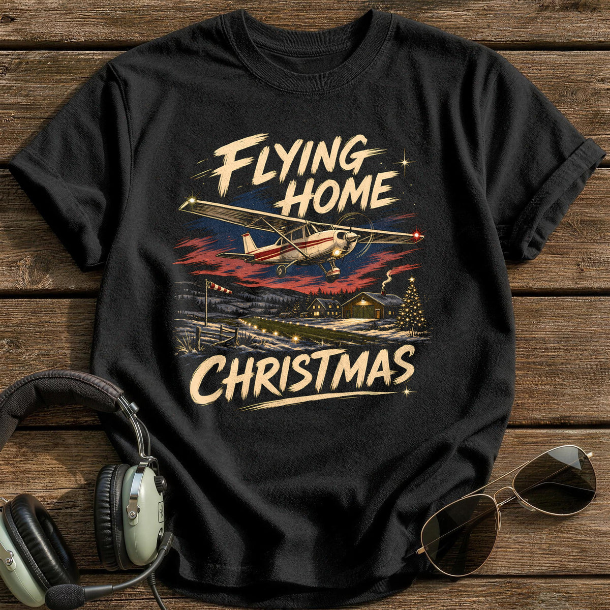 Flying Home For Christmas 1 T-Shirt - Black
