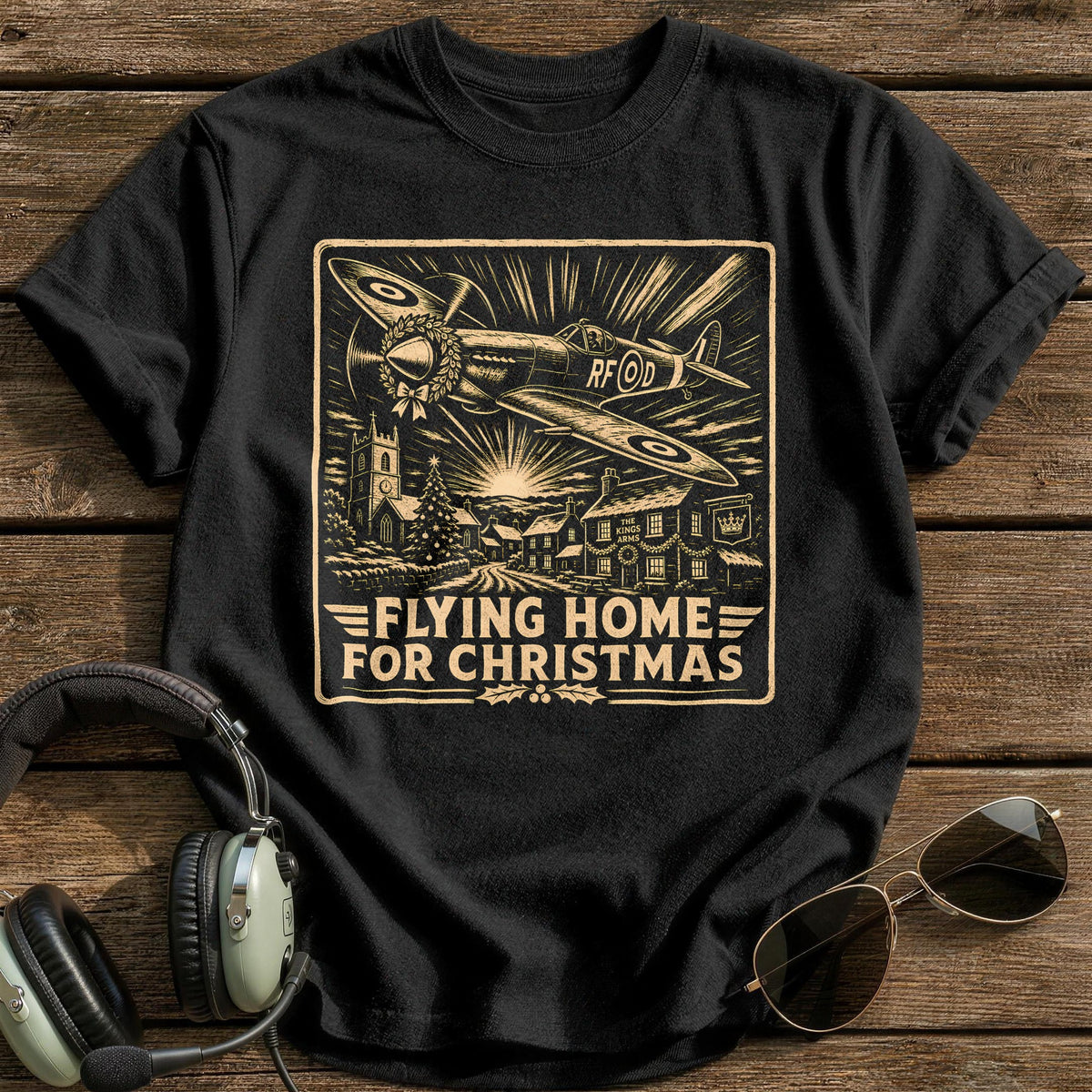 Flying Home For Christmas 10 T-Shirt - Black