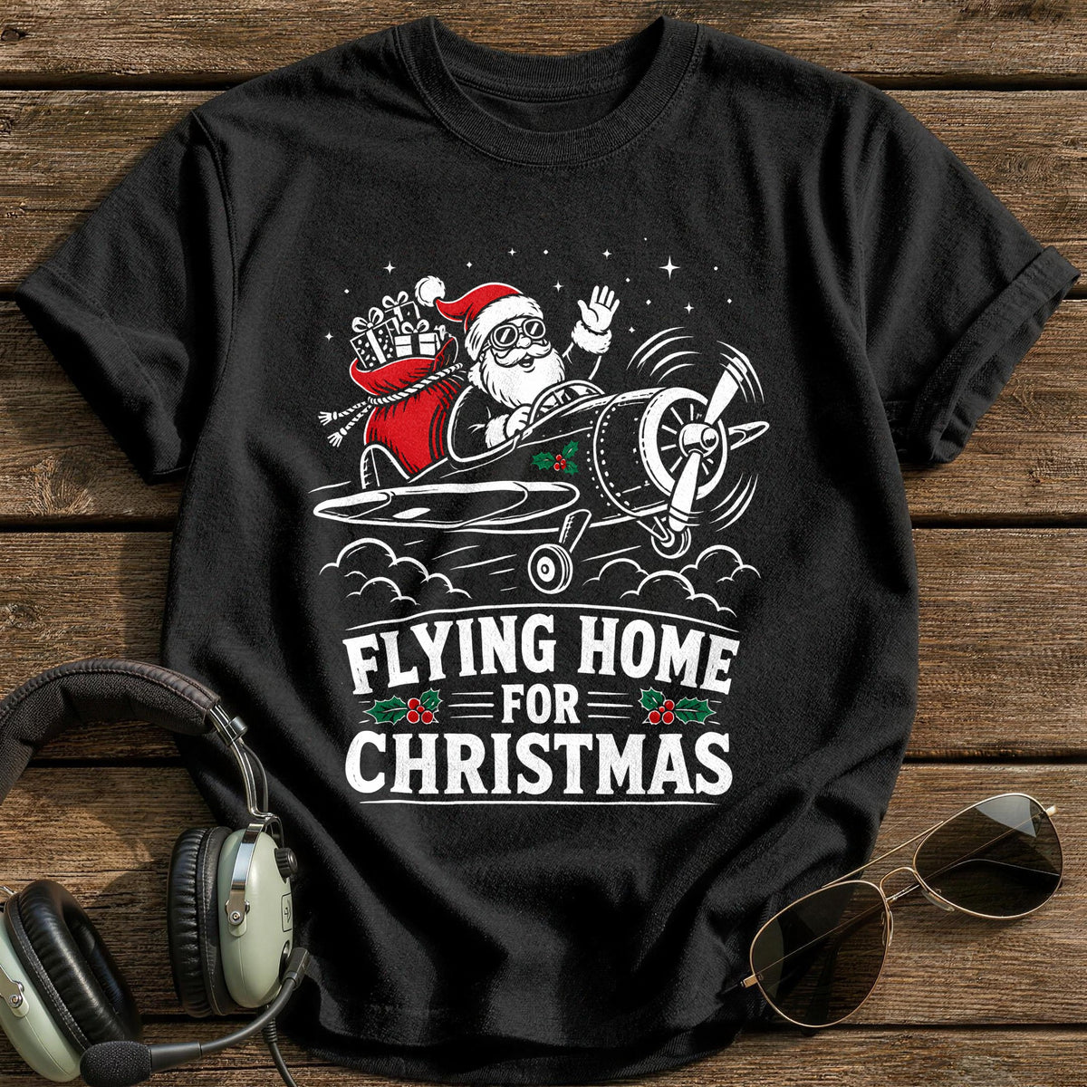 Flying Home For Christmas 25 T-Shirt - Black