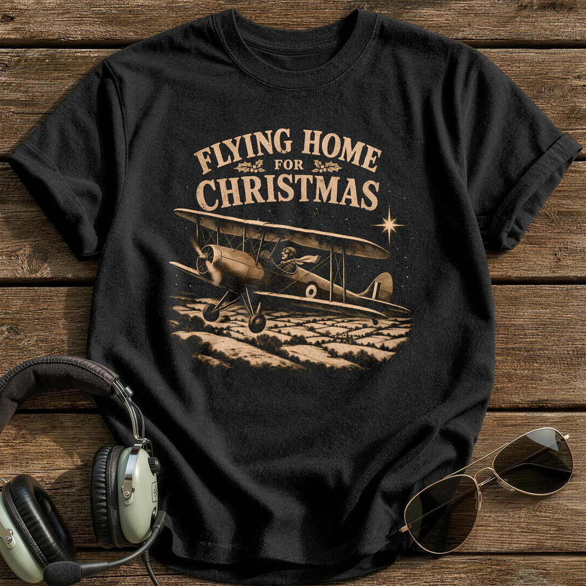 Flying Home For Christmas 3 T-Shirt - Black