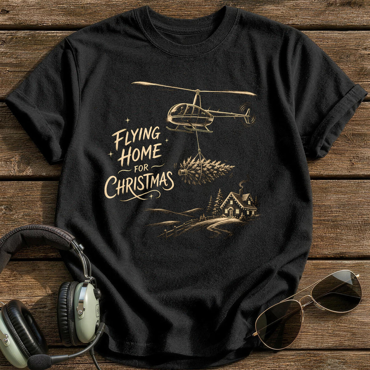 Flying Home For Christmas 4 T-Shirt - Black