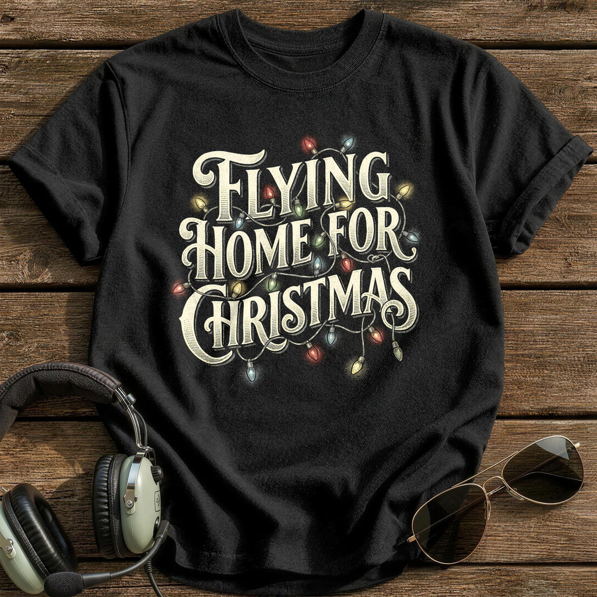 Flying Home For Christmas 6 T-Shirt - Black