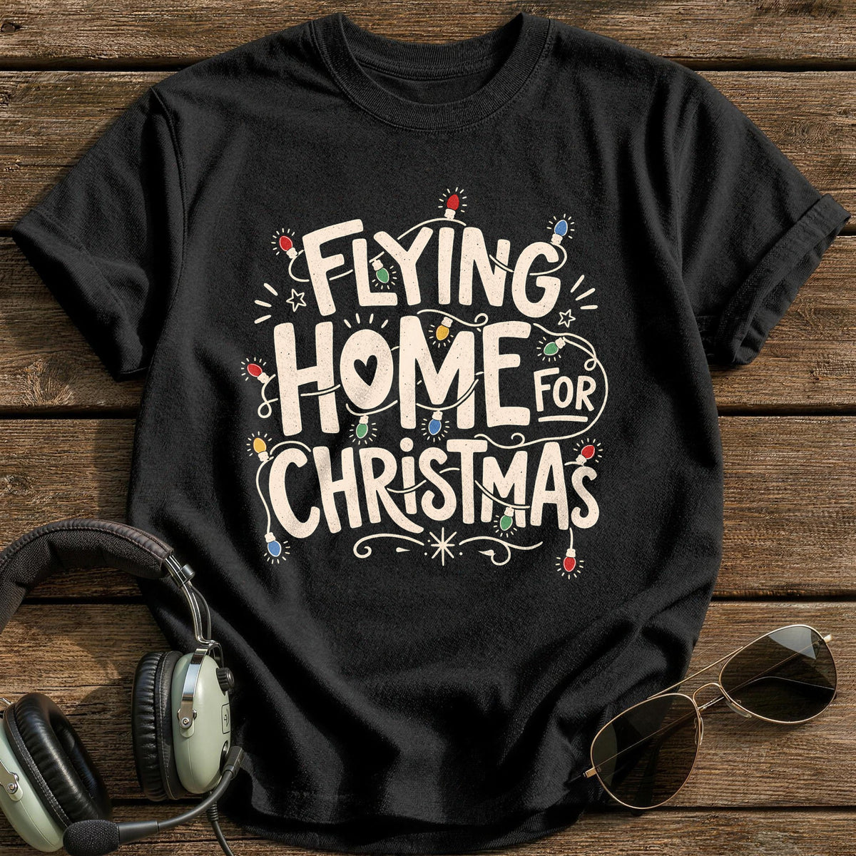 Flying Home For Christmas 7 T-Shirt - Black
