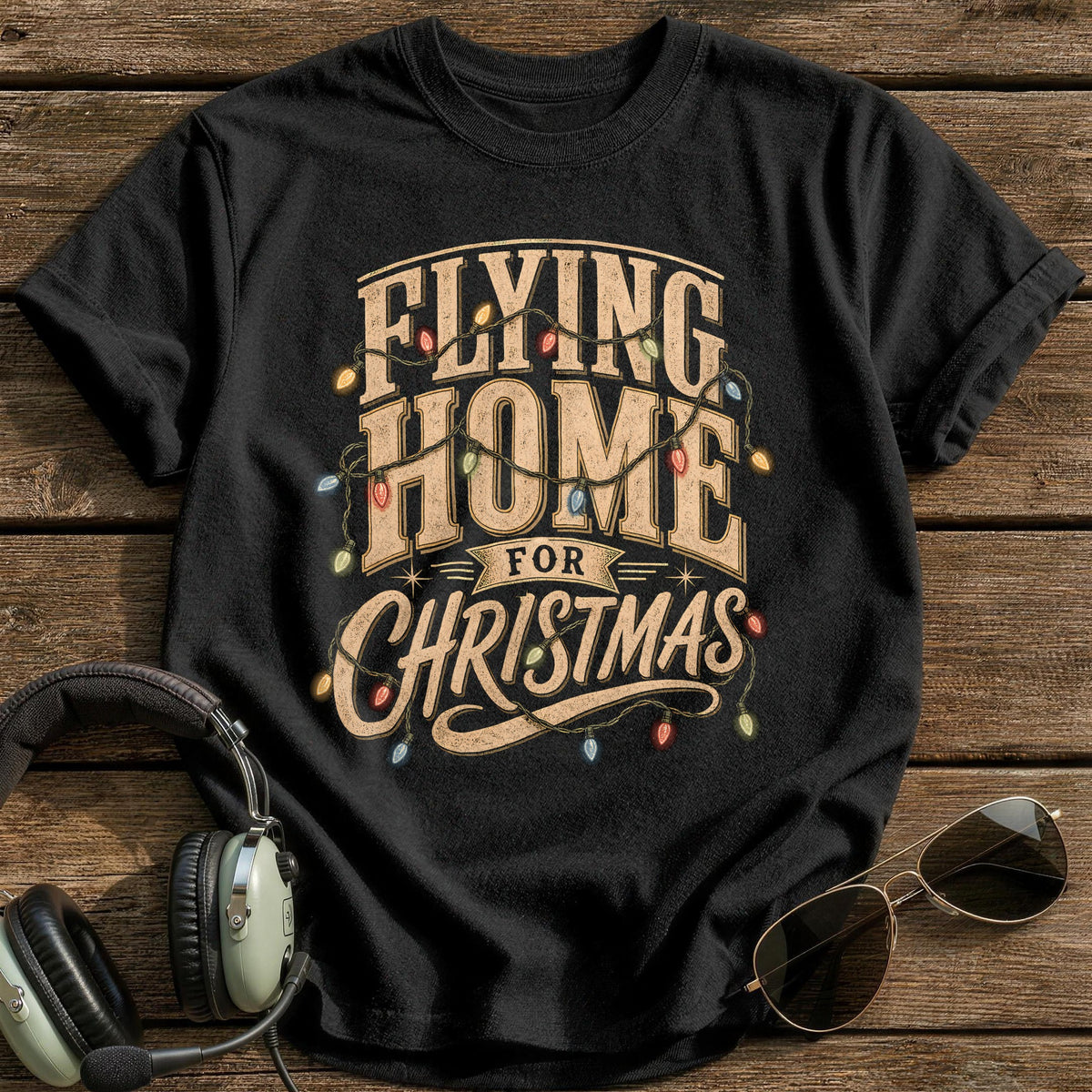 Flying Home For Christmas 8 T-Shirt - Black